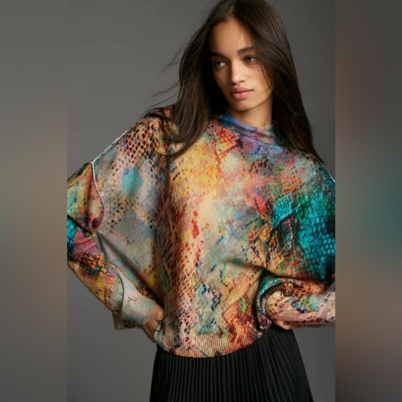 Anthropologie Alani Cashmere Mock-Neck Sweater by Pilcro Size Large NWT - Picture 1 of 16